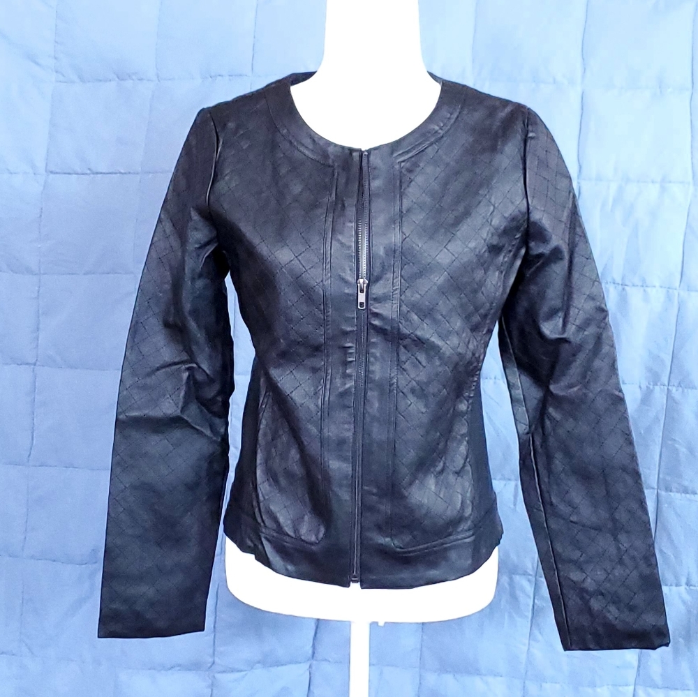 * Skies Are Blue Quilted Faux Leather Jacket